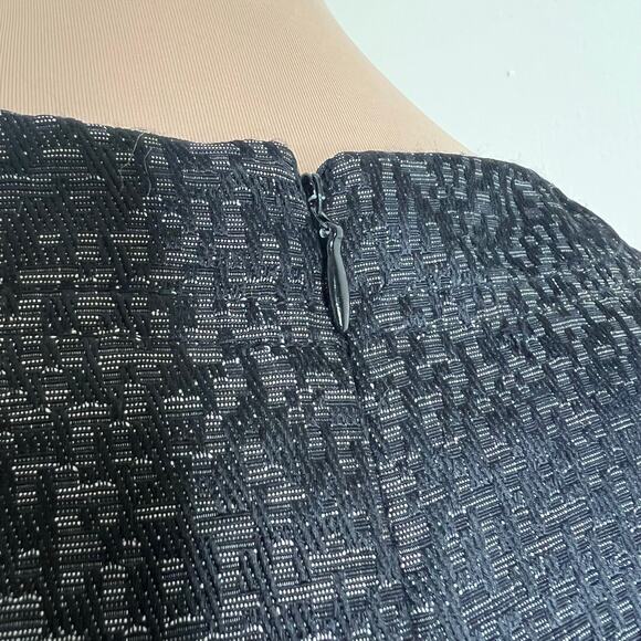 Vintage Evan Picone Sheath Dress 16 Womens Jacquard Black Pleated Work Event 90s - Picture 7 of 11